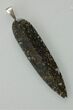 Black Spiderweb Dinosaur Gembone Spear Pendant #22525-5